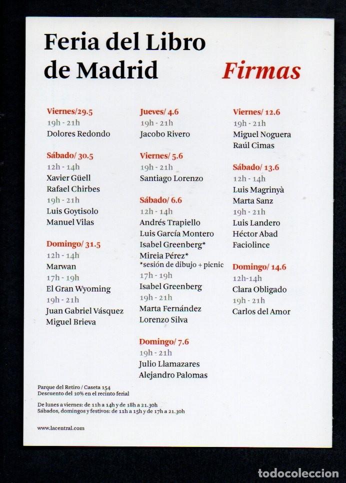 Coleccionismo marcap&aacute;ginas: POSTAL - MARCAPAGINAS, FLM15 - FERIA DEL LIBRO DE MADRID. LA CENTRAL. - Foto 2