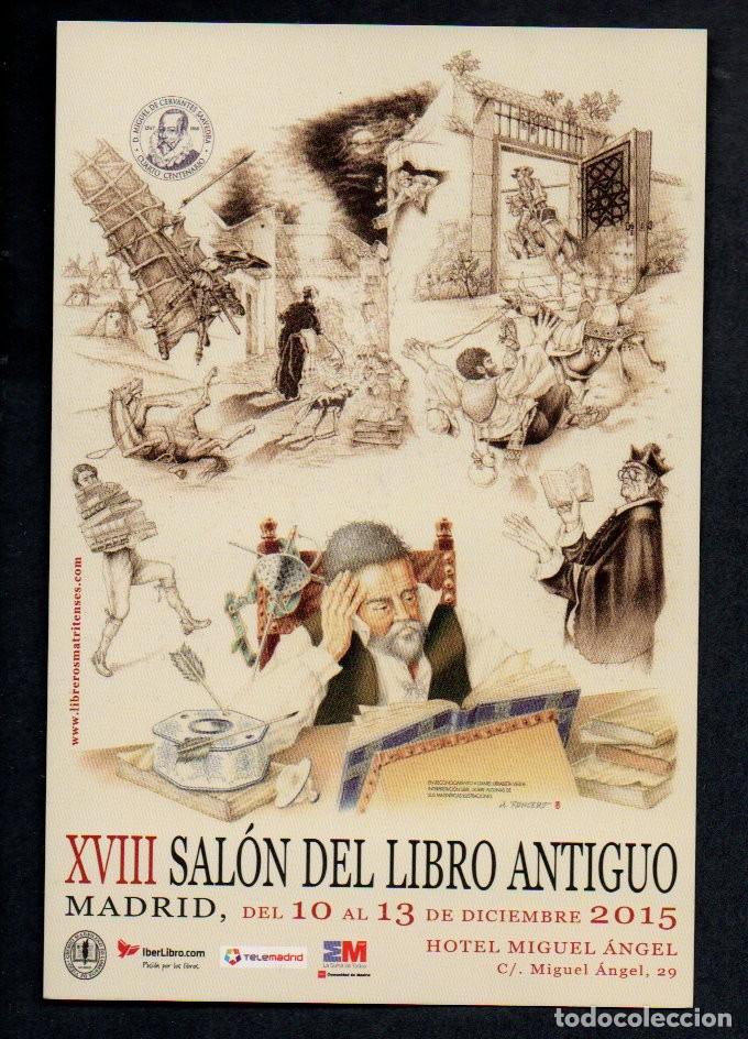 Coleccionismo marcap&aacute;ginas: POSTAL - MARCAPAGINAS, XVIII SALON DEL LIBRO ANTIGUO, MADRID 2015