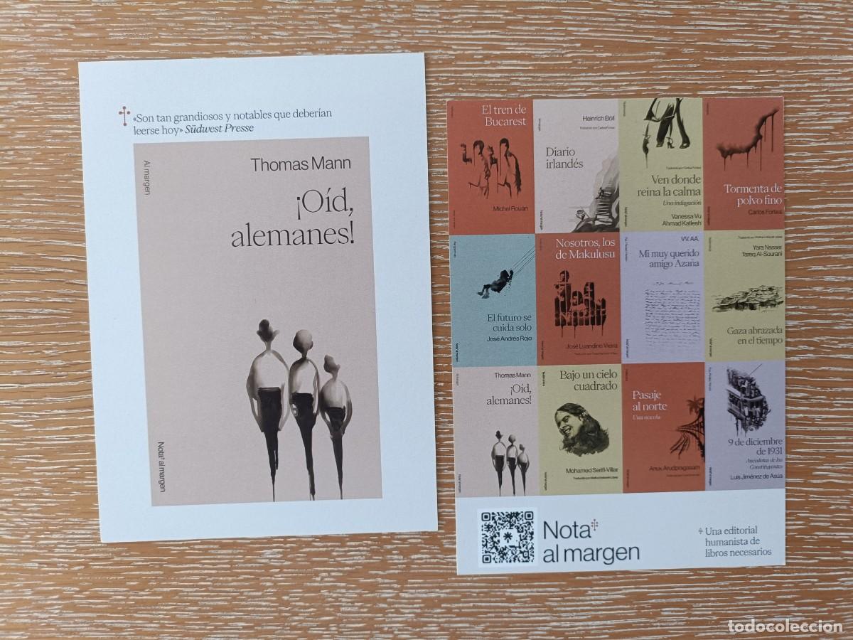 Coleccionismo marcap&aacute;ginas: MARCAP&Aacute;GINAS TAMA&Ntilde;O POSTAL - NOTA AL MARGEN - OID ALEMANES - THOMAS MANN