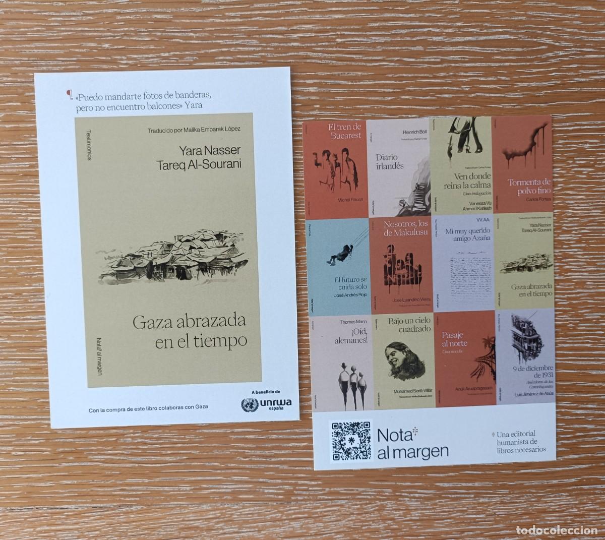 Coleccionismo marcap&aacute;ginas: MARCAP&Aacute;GINAS TAMA&Ntilde;O POSTAL - NOTA AL MARGEN - GAZA ABRAZADA EN EL TIEMPO