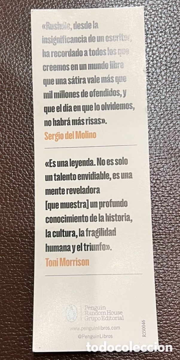 Coleccionismo marcap&aacute;ginas: Marcapaginas. Salman Rushdie. Random House. - Foto 2