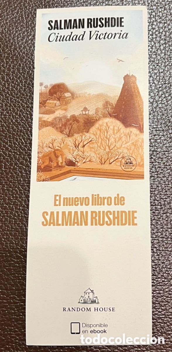 Coleccionismo marcap&aacute;ginas: Marcapaginas. Salman Rushdie. Random House.