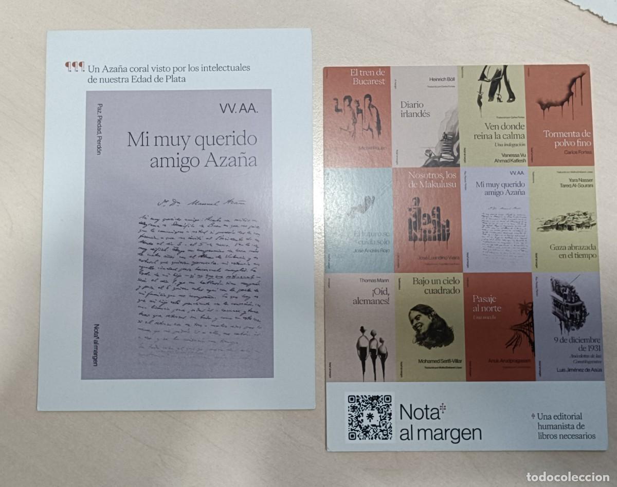 Coleccionismo marcap&aacute;ginas: MARCAP&Aacute;GINAS TAMA&Ntilde;O POSTAL - NOTA AL MARGEN - MI MUY QUERIDO AMIGO AZA&Ntilde;A -