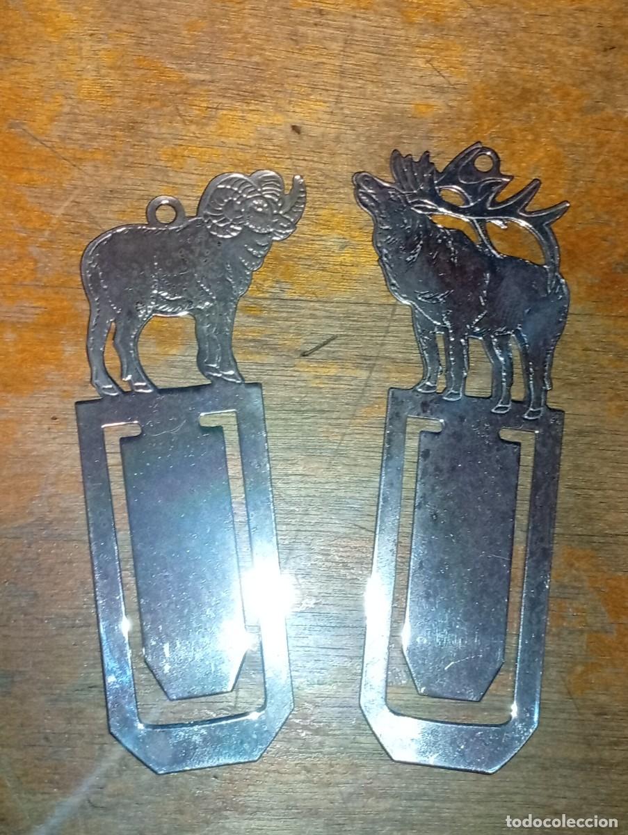 Collectables Bookmark: CURIOSOS MARCAPAGINAS CARNERO ALCE METAL GRABADOS TROQUELADOS CAZA MAYOR CUERNOS