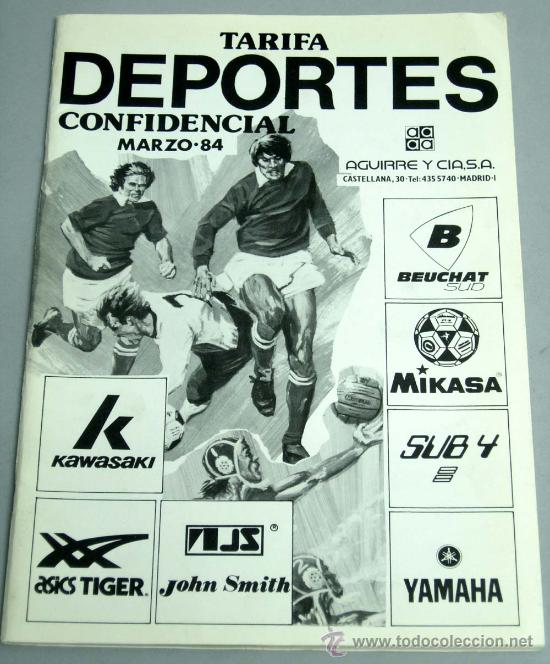 Coleccionismo deportivo: Cat&aacute;logo art&iacute;culos deportivos Aguirre y C&iacute;a Madrid 1984 bolsa prendas calzado camping