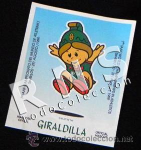 Sammelleidenschaft Sport: PEGATINA DE GIRALDILLA - MASCOTA del 7 &ordm; CAMPEONATO DEL MUNDO ATLETISMO - SEVILLA A&Ntilde;O 1999 - DEPORTE