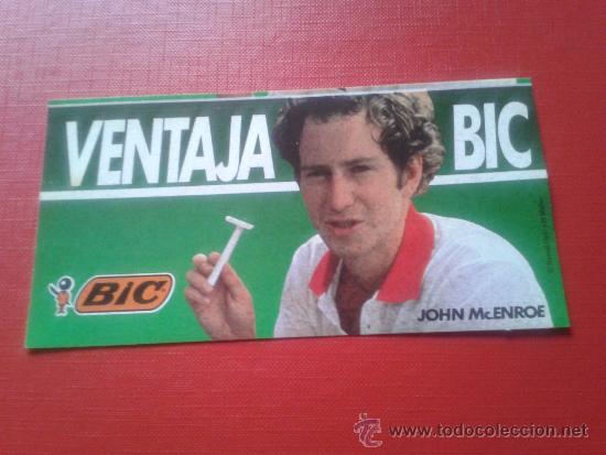 Colecionismo desportivo: Adhesivo pegatina John Mc Enroe ganador Wimbledon tenis anuncio maquinillas de afeitar BIC
