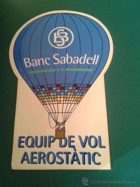 Colecionismo desportivo: Adhesivo pegatina equipo de vuelo aeroest&aacute;tico globo competici&oacute;n Banco Banc Sabadell