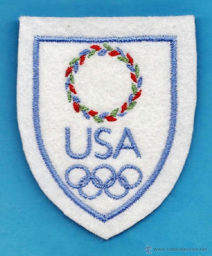 Colecionismo desportivo: parche tela - equipo olimpico de usa - estados unido- cartulina - tela bordado.- a&ntilde;os 70 / 80