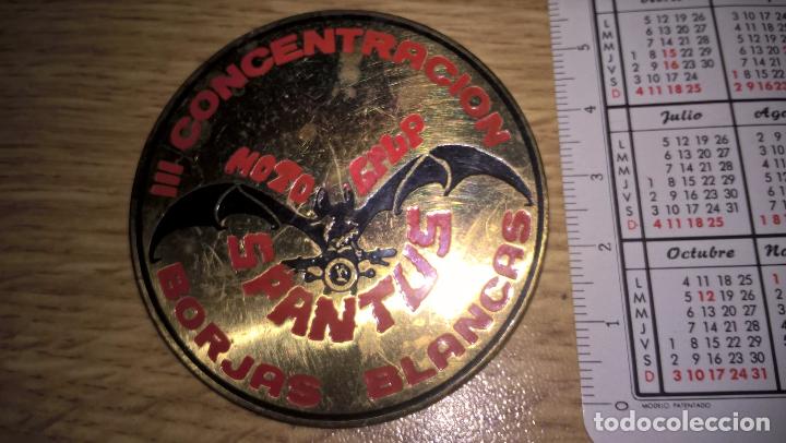 Collectionnisme sportif: Motociclismo. Placa de concentraci&oacute;n motera. 1977. Moto Club Spantus. Borjas Blancas