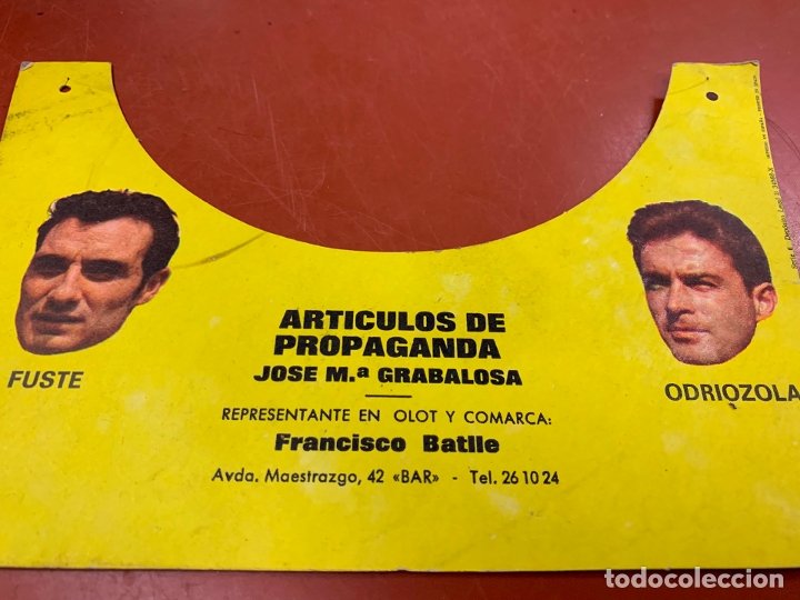 Coleccionismo deportivo: Antigua visera de ciclismo, FUSTE - ODRIOZOLA, Olot. Mide unos 18cms de ancho