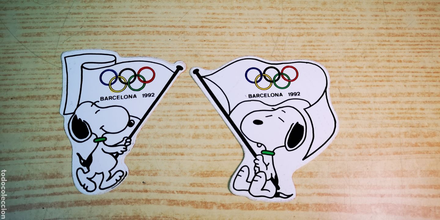 Coleccionismo deportivo: Snoopy pegatina adhesivo Barcelona 1992 ol&iacute;mpica 2 adhesivos