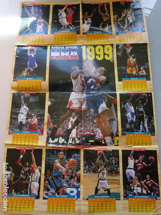 Sammelleidenschaft Sport: POSTER DE BALONCESTO. NBA BASKET 1999 DUNCAN O'NEAL OLAJUWON MILLER GARNETT KIDD. 80X50CM 44