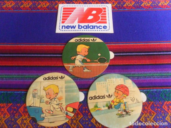 Coleccionismo deportivo: PEGATINA ADIDAS SKATE, RUNNING, TENIS, E IVAN LENDL JUEGA CON. REGALO NEW BALANCE. A&Ntilde;OS 80.