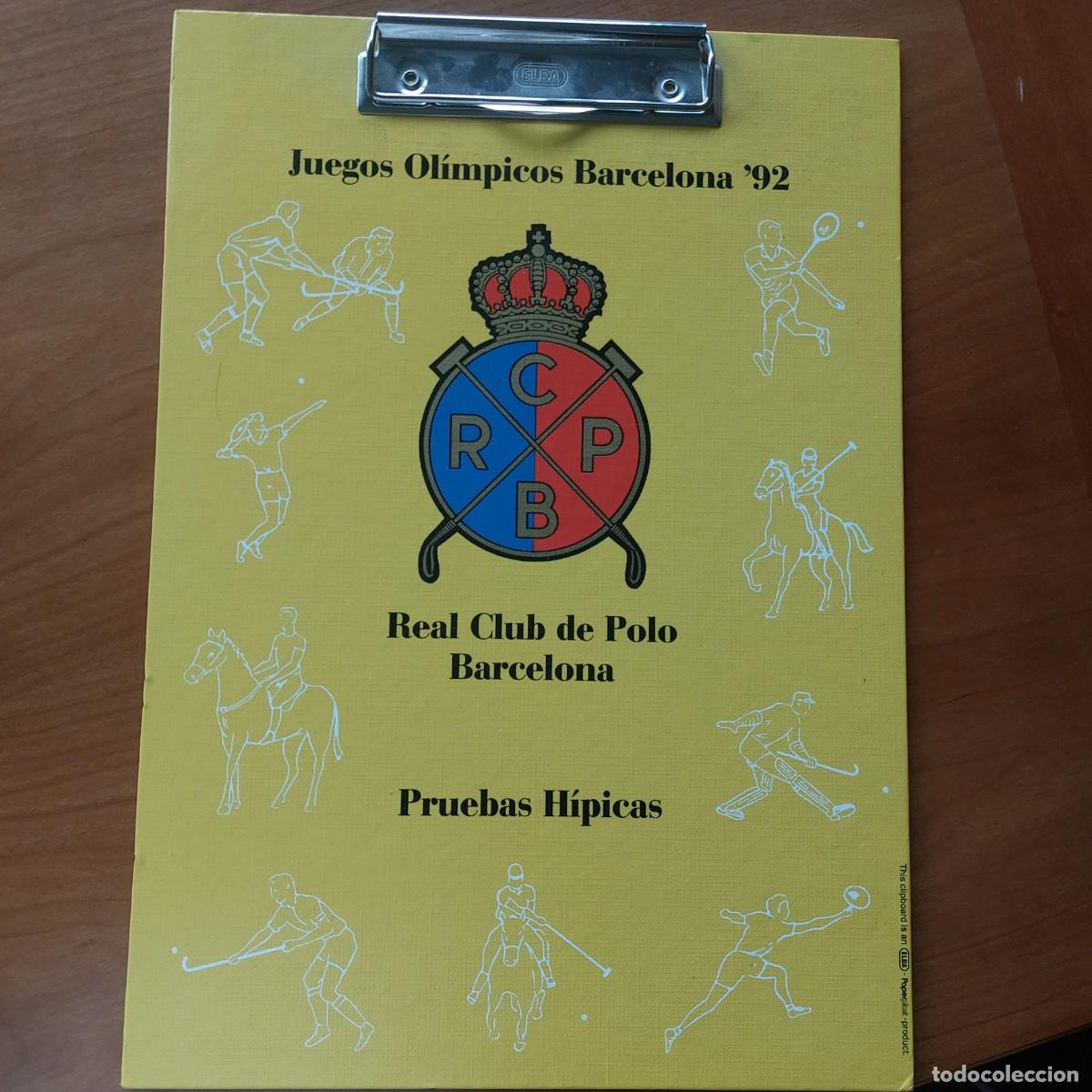 Coleccionismo deportivo: Carpeta portapapeles con clip. Olimpiadas Barcelona 92. Pruebas H&iacute;picas. Elba