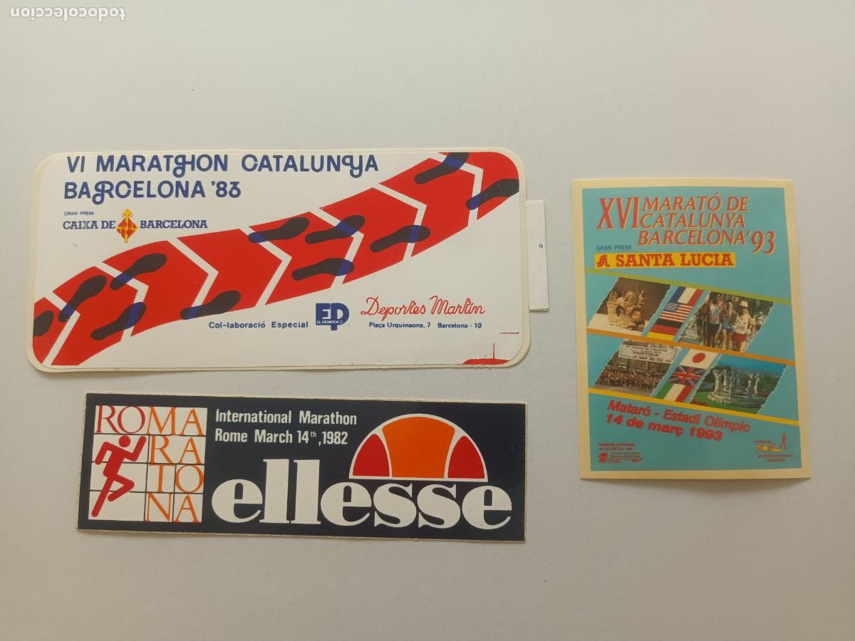 Sammelleidenschaft Sport: LOTE PEGATINAS MARATHON BARCELONA 1993, BARCELONA 1983 Y R0MA 1982