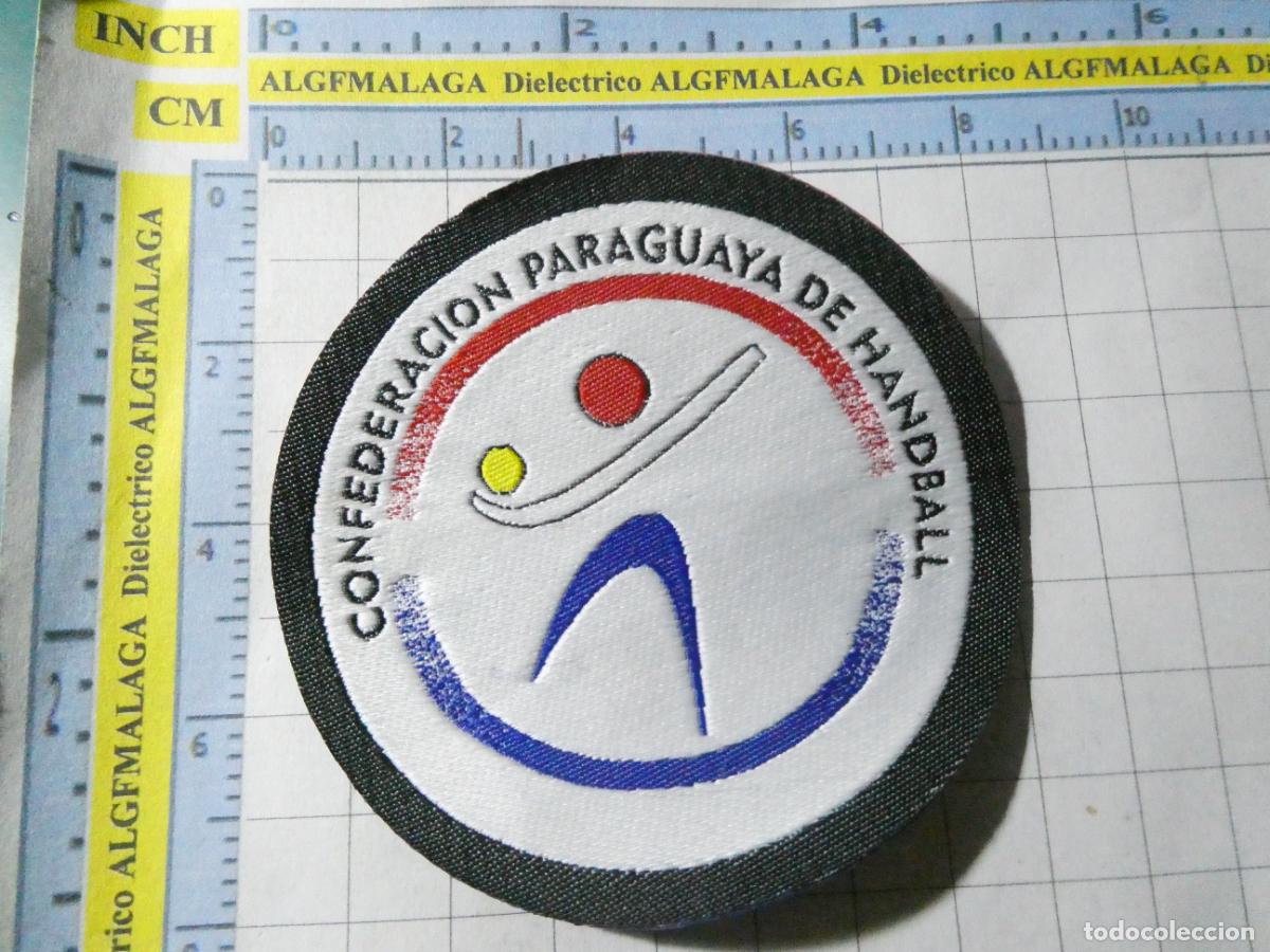 Sammelleidenschaft Sport: PARCHE DE DEPORTES TELA. BALONMANO. FEDERACI&Oacute;N PARAGUAYA HANDBALL. ESCUDO EQUIPO PARAGUAY.
