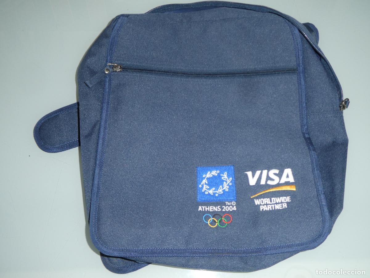 Sammelleidenschaft Sport: MOCHILA BANDOLERA DE LOS JUEGOS OL&Iacute;MPICOS OLIMPIADAS DE ATENAS GRECIA 2004. VISA. 35X35CM. 350GR