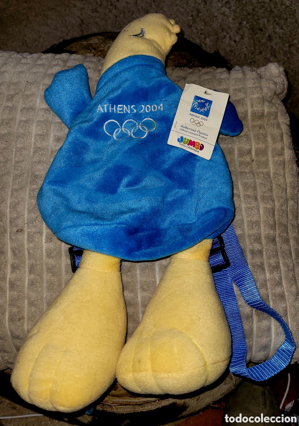 Coleccionismo deportivo: Bonita mochila peluche mascota Phevos Juegos Olimpicos 2004 Atenas Grecia