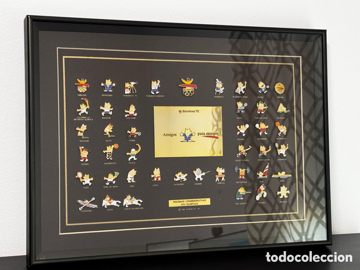 Coleccionismo deportivo: Cuadro Pins Cobi Barcelona 92 Originales