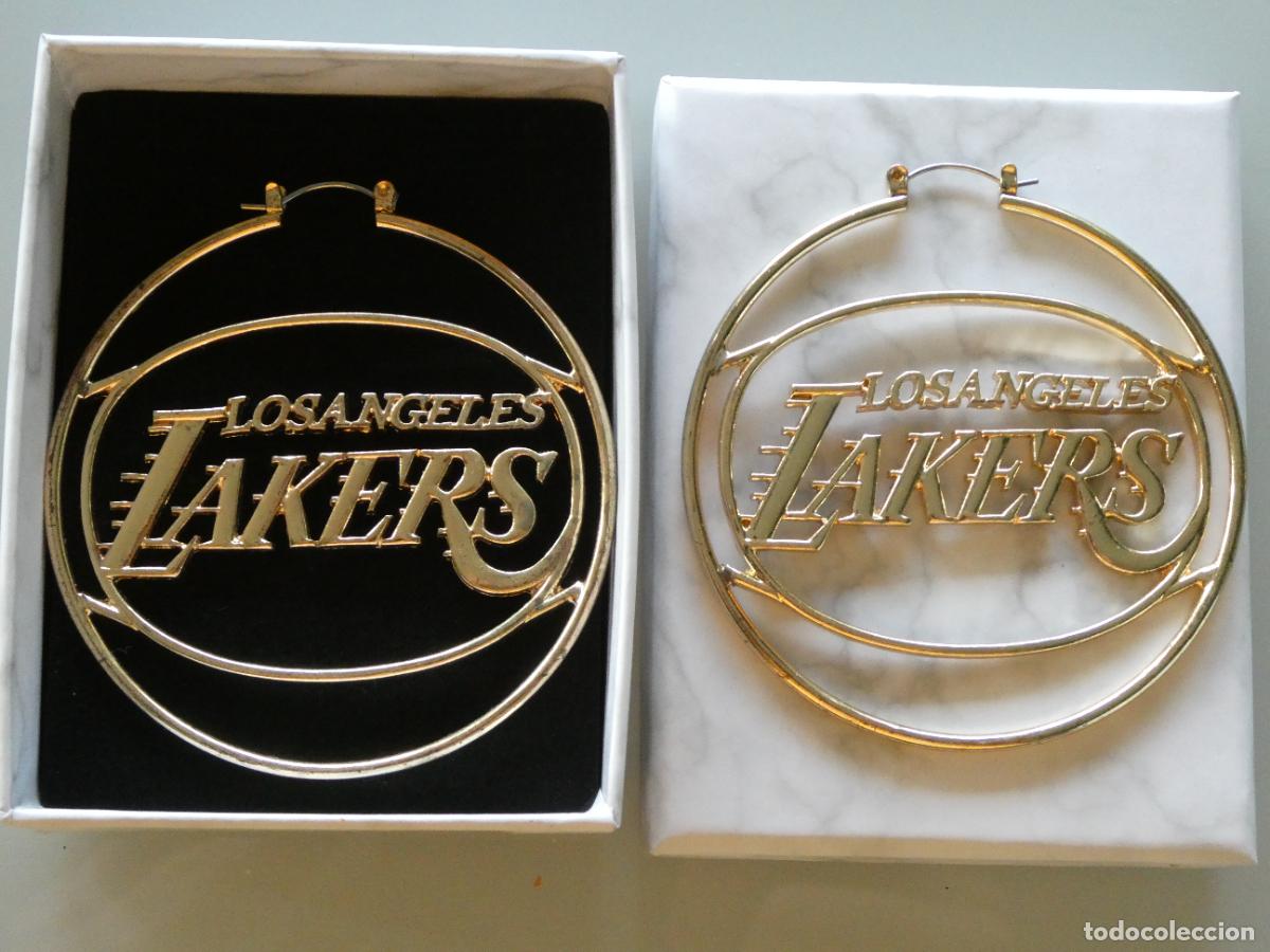 Sammelleidenschaft Sport: PENDIENTES GRANDES DE BALONCESTO BASKET NBA. LOS &Aacute;NGELES LAKERS. BISUTER&Iacute;A DORADOS. CON CAJA