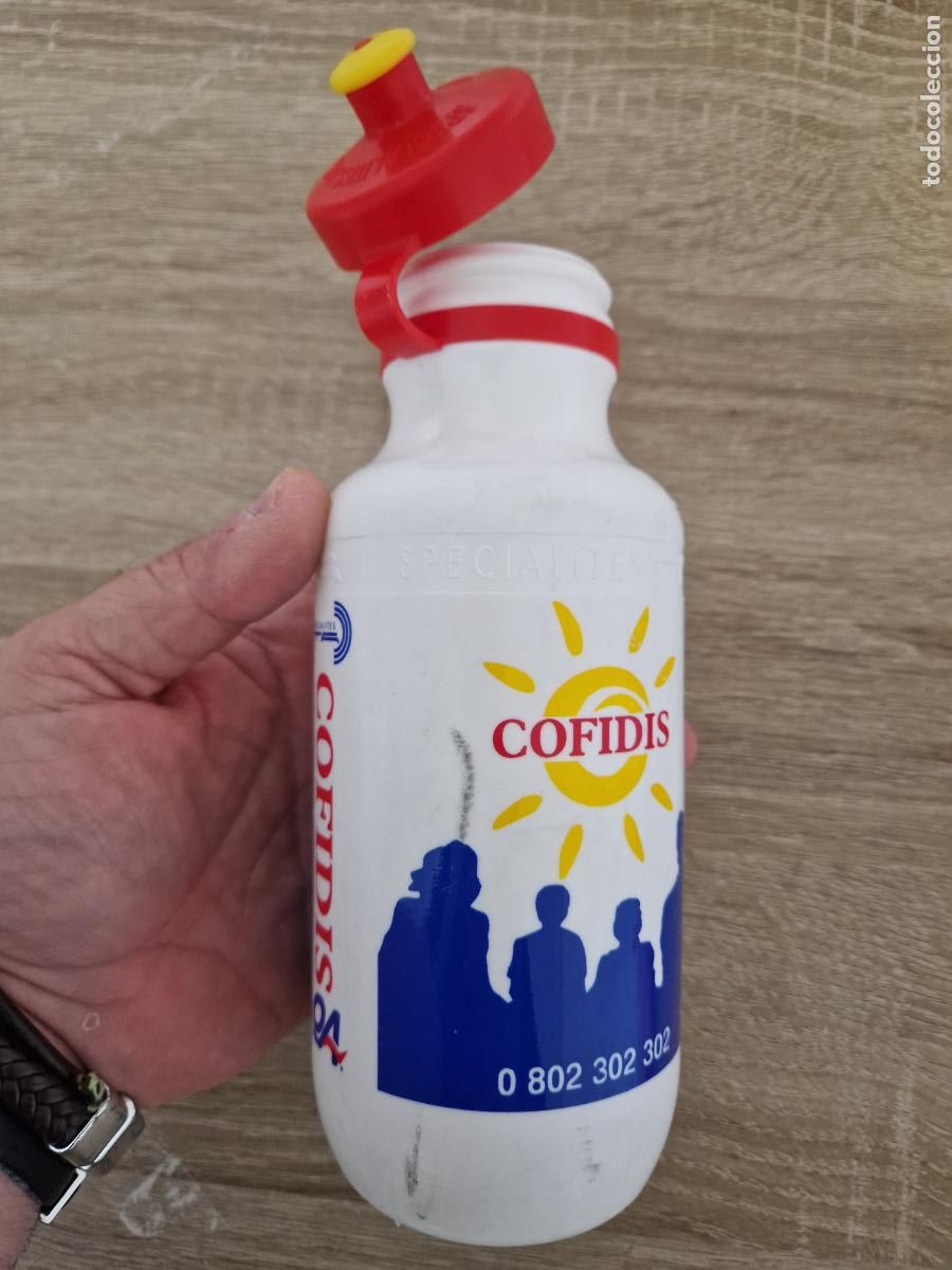 Coleccionismo deportivo: Antiguo bidon botella equipo ciclista Cofidis retro a&ntilde;os 90 ciclismo elite vintage