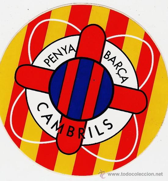 Coleccionismo deportivo: adhesivo / pegatina - futbol - bar&ccedil;a / f.c. barcelona .- penya bar&ccedil;a cambrils.- tarragona.-