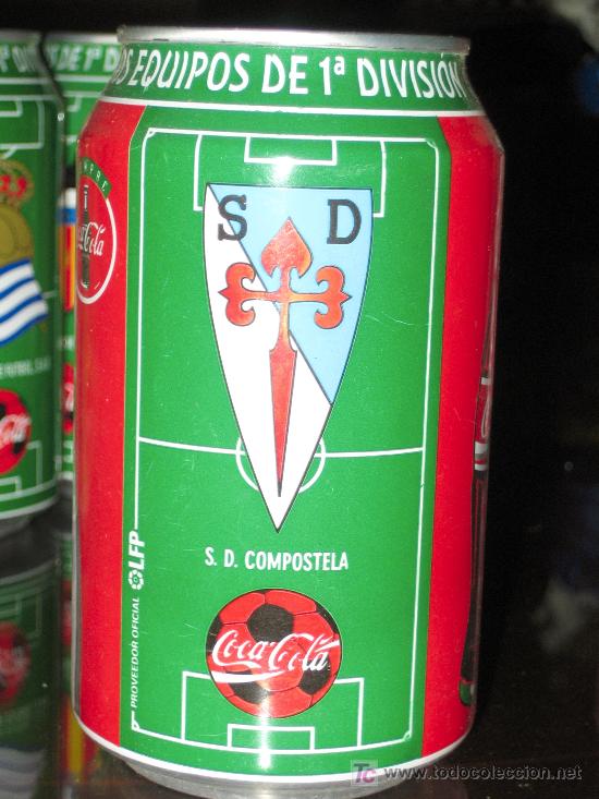 Sammelleidenschaft Sport: LATA DE COCA COLA LIGA 96-97- S.D COMPOSTELA-EQUIPOS PRIMERA DIVISION-