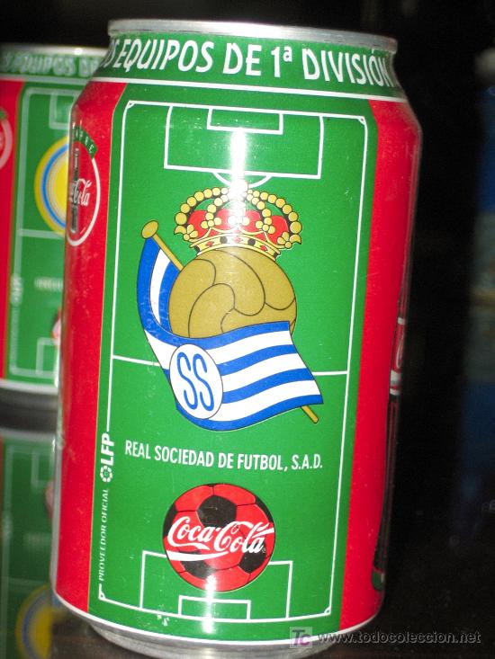 Sammelleidenschaft Sport: LATA DE COCA COLA LIGA 96-97- REAL SOCIEDAD DE FUTBOL S.A.D-EQUIPOS PRIMERA DIVISION-