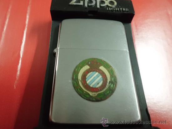 Coleccionismo deportivo: Encendedor o mechero marca Zippo original con antigua placa R C D ESPA&Ntilde;OL ESPANYOL