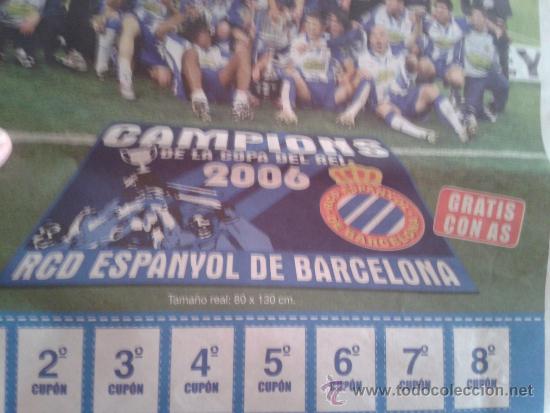 Coleccionismo deportivo: Bandera campeones final Copa del Rey 2006 nueva f&uacute;tbol espa&ntilde;ol RCD Espanyol Real Zaragoza
