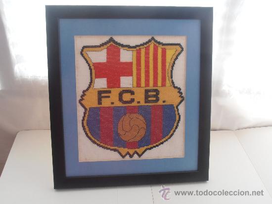 Sammelleidenschaft Sport: Cuadro del F.C.Barcelona hecho en punto de cruz