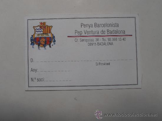 Coleccionismo deportivo: Carnet de socio de la Pe&ntilde;a Barcelonista Pep Ventura Peque&ntilde;o