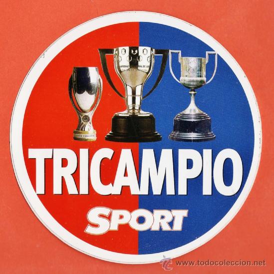 Coleccionismo deportivo: adhesivo / pegatina - fc barcelona / bar&ccedil;a - tricampio - diario sport - nuevo -