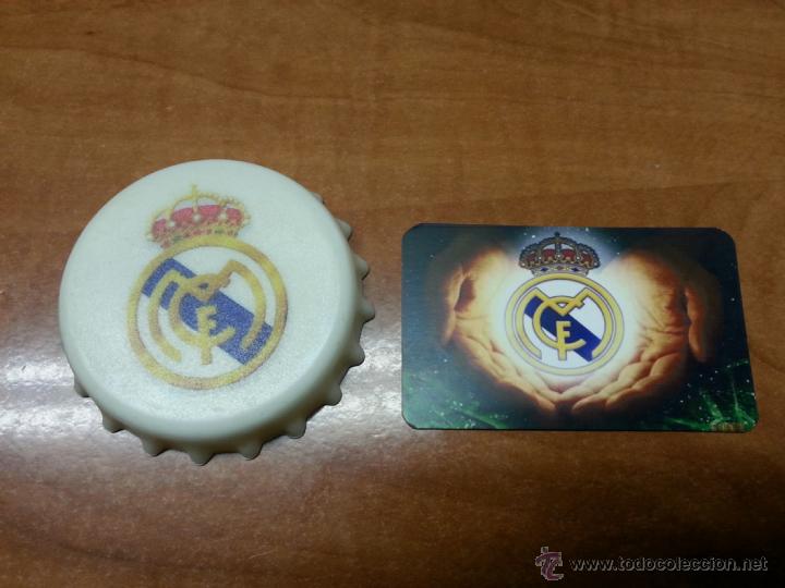 Coleccionismo deportivo: CHAPA ABREBOTELLA Y CALENDARIO DEL REAL MADRID
