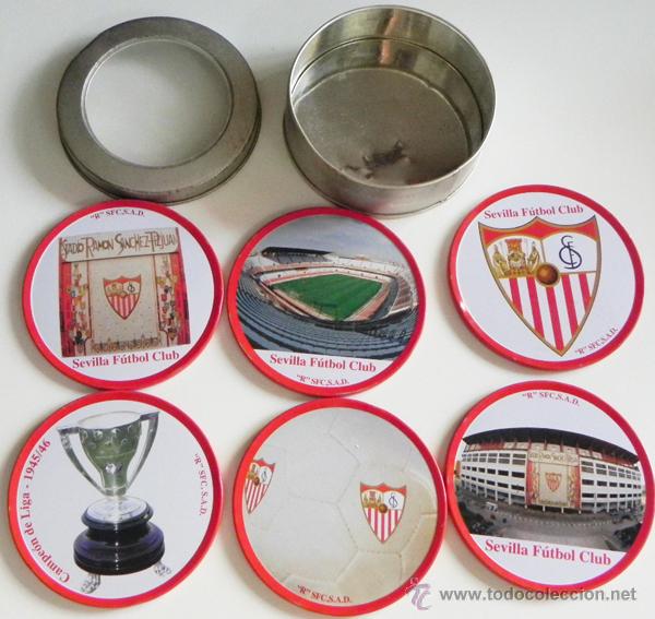 Sammelleidenschaft Sport: LOTE POSAVASOS Y CAJA DEL SEVILLA FC - SEVILLISMO F&Uacute;TBOL CLUB SFC - DE METAL POSAVASO DEPORTE ESCUDO