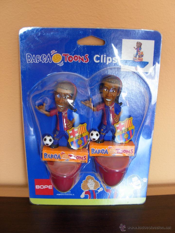 Coleccionismo deportivo: Blister Barça toons. 2 Clips soporte estantería Ronaldinho. Producto oficial nuevo a estrenar. - Foto 4 - 46036560