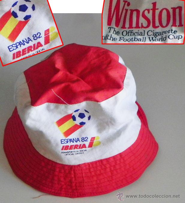 Coleccionismo deportivo: GORRO DEL MUNDIAL ESPA&Ntilde;A'82 F&Uacute;TBOL - PUBLICIDAD DE IBERIA Y WINSTON - ESPA&Ntilde;A 82 1982 DEPORTE DIF&Iacute;CIL