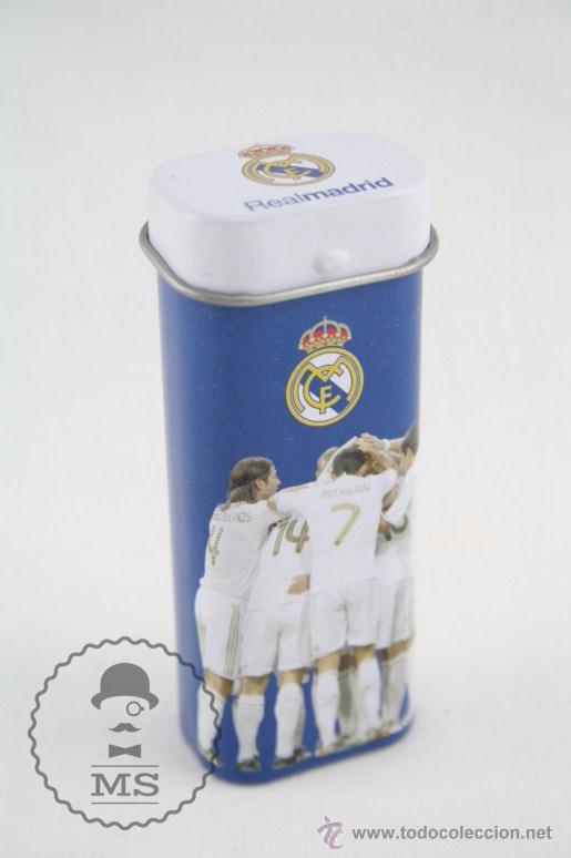 Coleccionismo deportivo: Cajita de Chicles - Real Madrid CF / Club F&uacute;tbol - Vac&iacute;a - Medidas 8 Cm de Altura