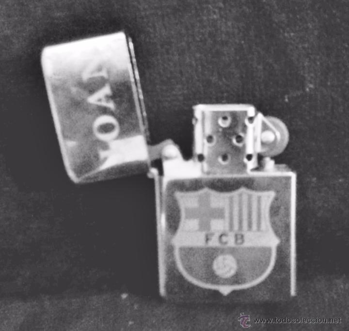 Coleccionismo deportivo: mechero tipo zippo - fc barcelona / bar&ccedil;a - metal con escudo e inscripcion joan - de gasolina