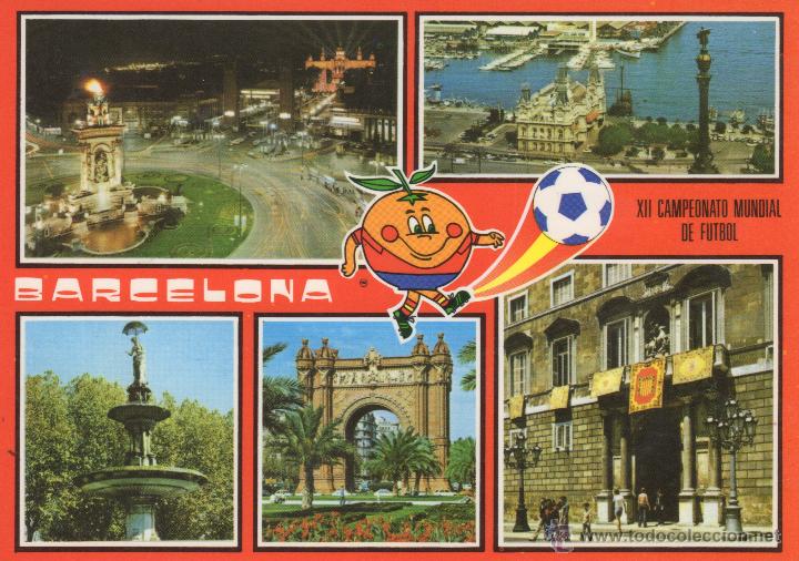 Coleccionismo deportivo: postal de barcelona XII campeonato mundial de futbol espa&ntilde;a 82 - naranjito