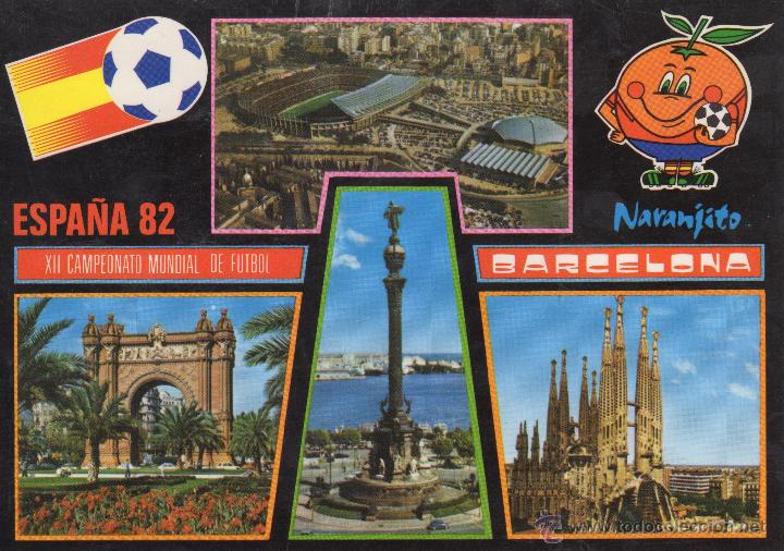 Coleccionismo deportivo: postal de barcelona XII campeonato mundial de futbol espa&ntilde;a 82 - naranjito