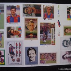 Coleccionismo deportivo: LAMINA CON 16 PEGATINAS DEL F.C BARCELONA - AJUNTAMENT DE BARCELONA/EL PERIODICO/MOVILINE 1998.