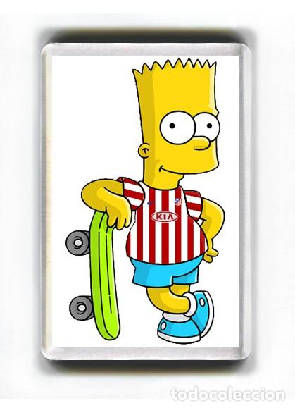Colecionismo desportivo: IMAN ACRILICO NEVERA - DIBUJOS BART SIMPSON MONOPATIN ATLETICO DE MADRID