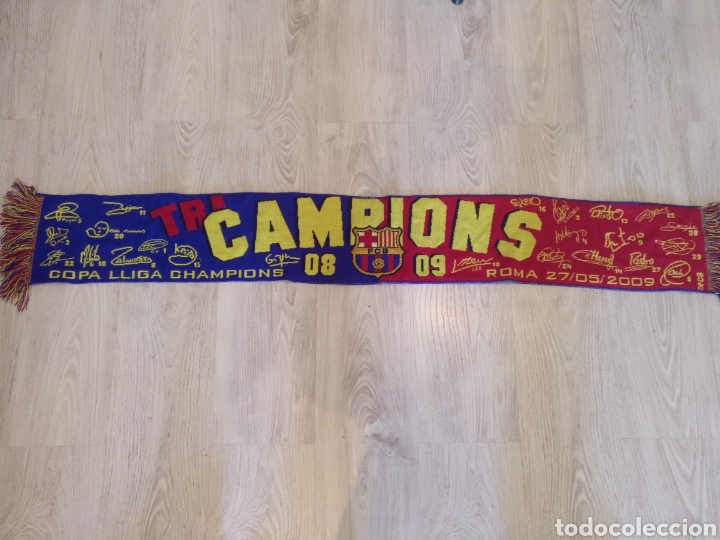 Coleccionismo deportivo: Bufanda Tricampions 2009 Bar&ccedil;a Futbol Club Barcelona