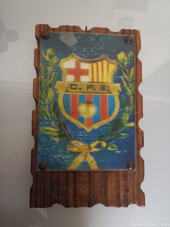 Sammelleidenschaft Sport: ANTIGUO ESCUDO C.F. BARCELONA 3D SOPORTE MADERA
