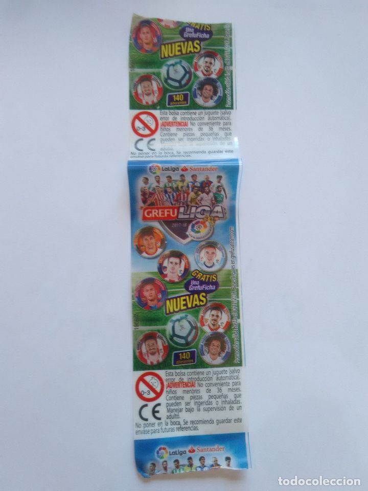 Coleccionismo deportivo: TIRA PL&Aacute;STICO PROMOCIONAL PUBLICIDAD GREFUSA LIGA 2017-2018 GREFUFICHAS 17-18 CHAPAS NEYMAR, MARCELO
