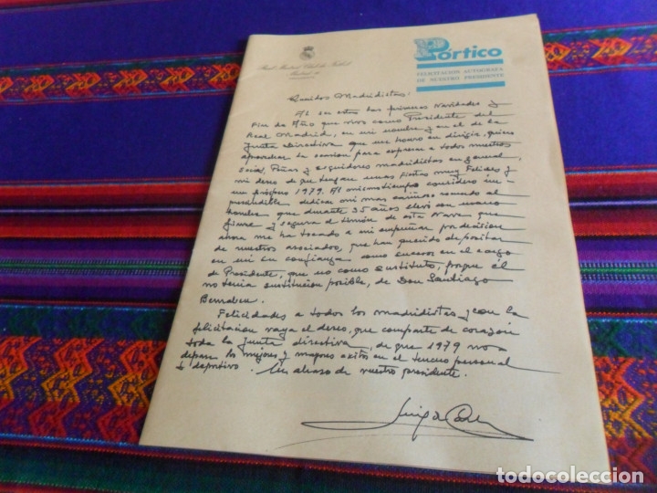 Sammelleidenschaft Sport: &iexcl;HALA MADRID! HISTORIA DEL REAL SINGLE Y REVISTA P&Oacute;RTICO FELICITACI&Oacute;N AUT&Oacute;GRAFA PRESIDENTE DE CARLOS