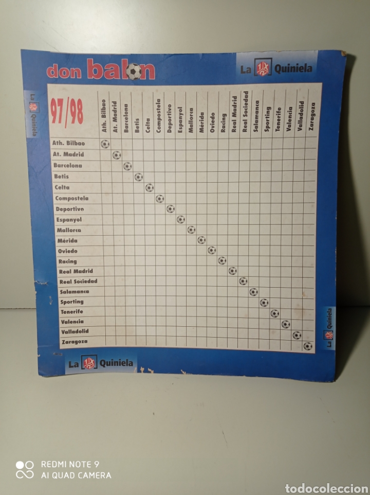 Coleccionismo deportivo: Cart&oacute;n de fasc&iacute;culo a&ntilde;os 1997 y 1998, don bal&oacute;n, la quiniela.