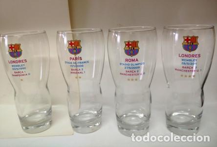 Coleccionismo deportivo: CONJUNTO DE 4 VASOS DEL BAR&Ccedil;A DE 65 CL.- F.C.B.CAMPE&Oacute;N DE EUROPA-